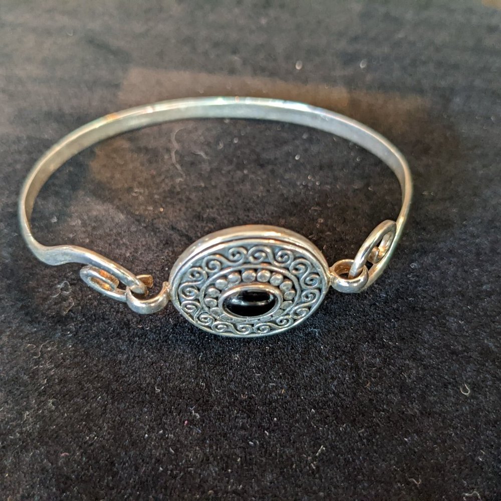 Sterling Bangle Bracelet w/ Black Onyx Stone